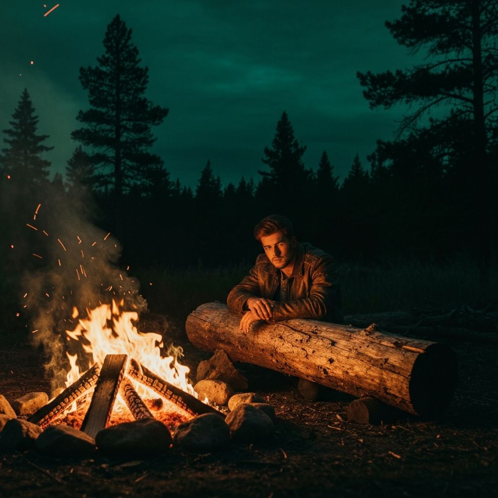 Wilderness campfire scene